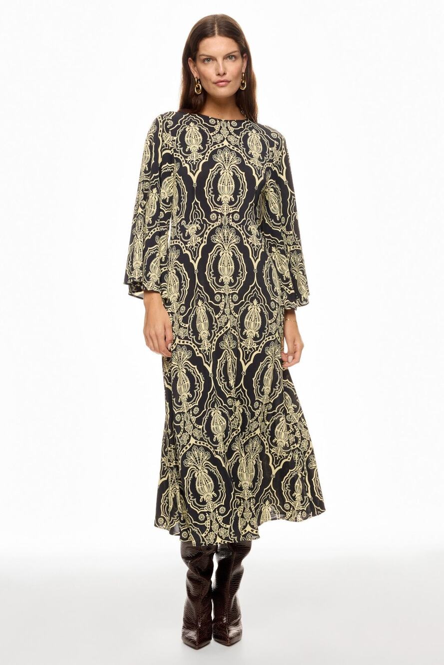 La DoubleJ Sorella Black Gold Midi Dress M Maximalist